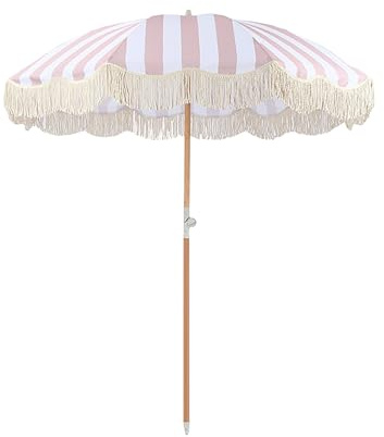 180cm Sombrillas Jardin Grandes Con Flecos Parasol Jardin Inclinación Con 8 Varillas Parasol Terraza Protección UV Impermeable Sombrilla Terraza Exterior Antiviento Con Bolsa De Transporte Para Terraz