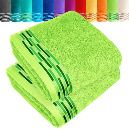 Lashuma Deluxe Handtücher 50x100 Grün - Apfelgrün, Lugano Frotteetücher Premium Qualität
