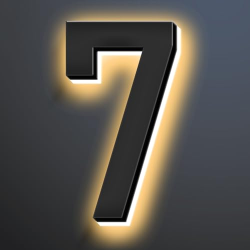 MtalNumbeor 6 LED Backlit Outdoor House Number Sign (7) | Bright LED illumination, durable metal, easy installation, clear night visibility, modern curb appeal.