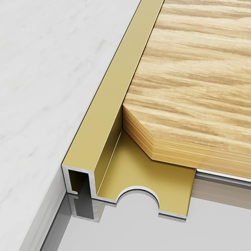Abschlussleiste Fliesen Lang 125CM*2 Stück Fliesenabschlussprofil Vierkant Profil Abdeckleiste Winkelprofil Holz/Laminat/Vinyl/Fliesen For Zuhause, Büro, Hotel(Gold,W:8MM)