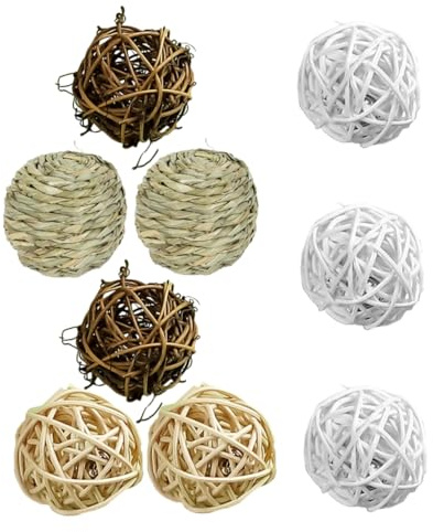 PRETYZOOM 9 Piezas Bolas De Ratán Tejidas Mano Estilo Mixto para Decoración De Jardín Bolas De Ratán Decorativas Hogar Acentos Decorativos para Sala De Estar