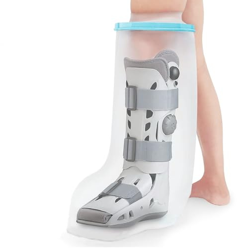 LURNODY Protection Platre Jambe Antidérapant,Sac Douche Platre pour Cuisse,Protege Platre Pied étanche,Protection Platre Jambe Enfant Gardez Les Plaies et le Bandage au Sec pour Blessures au Pied