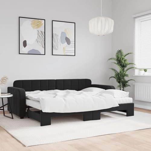 Xichuzi Tagesbett Ausziehbar mit Matratzen Schwarz 80x200 cm Samt, Schlafsofa, Daybed, Bettsofa, Sofa Bed, Sofabett, Schlafcouch, Jugendbett, Bettgestell, Bettcouch - 3196950