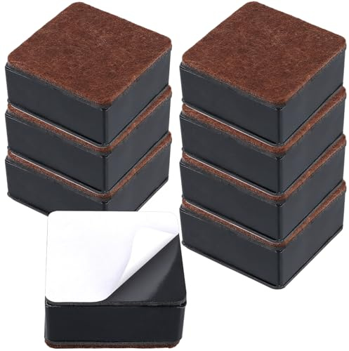 UNGFEI 8 PCS 3cm Lift Square Black Furniture Risers, 6cm Diameter Self Adhesive Furniture Risers, Lift Furniture Risers Add 3cm Height to Chair Table Bed