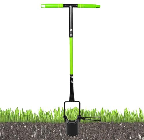 Jardinière à bulbes robuste, outil de jardinage multifonction, 86 x 9,5 cm, poignée en T confortable, construction authentique, outil de jardinage pour désherbage, plantation, échantillonnage de sol