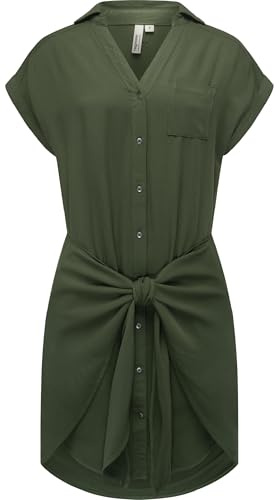 Ragwear Damen Kurzarm Sommerkleid kurzes Blusenkleid mit Taillenband und Brusttasche Bahaya YOUMODO XS-XXL