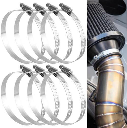 8 PCS Hose Clips 72-95mm Hose Clamps Adjustable Jubilee Clips Pipe Clamps | 304 Stainless Steel Pipe Clips for Flexible Exhaust Hose Pipe