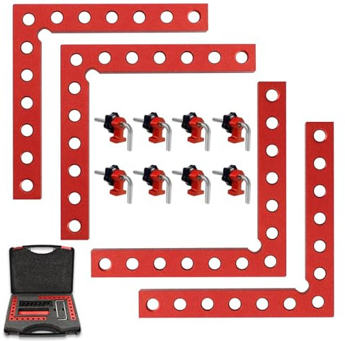 Corner Clamp for Woodworking, 4 Pack 5.5 Aluminum Right Angle Positioning Clamp, Positioning Squares for Picture Frame, Box, Cabinets, Drawers, Wood working tools (Style 1)