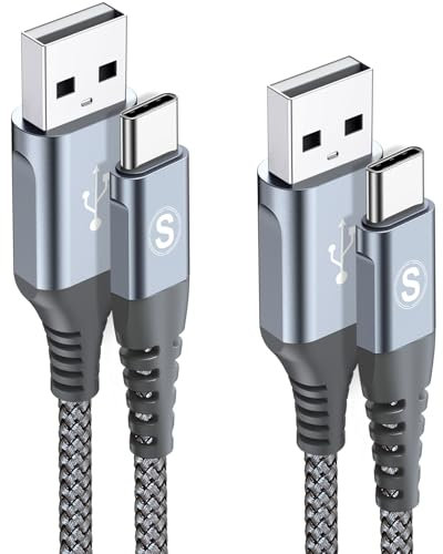 Cavo USB C [2M,Set di 2] Cavo USB Tipo C Ricarica Rapida Nylon Cavo per i Phone 17 16 15 Pro Max Air,Samsung Galaxy S25/S24/S23/S22/S21/S20/S10, so ny Xperia, Hua wei P50/P40,Xiaomi,Google Pixel, LG