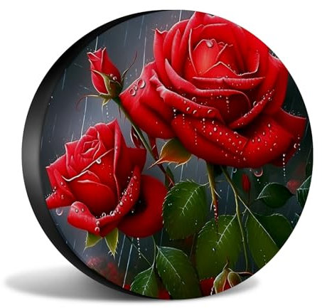 Reifenabdeckung Rote Rosen Waschbar Radabdeckung Wasserdicht Reifenschutzhülle Für Fahrzeuge Trailer Truck 16 inch