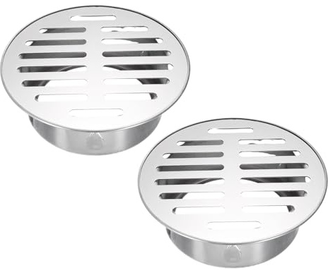 PATIKIL 2 Pz Griglia Di Scarico 5 X 3.9 110 Bocca Piatta Rotondo Argento
