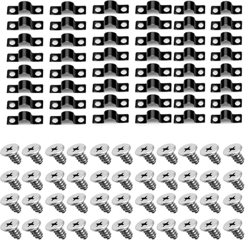 ZEKUN 50 Pièces U-Collier de Serrage 10mm Colliers de Serrage en U-Collier de Serrage Tuyau Serrage Tuyau Avec 100 Vis Fixation Tubes et Câbles pour Clôture en Treillis à Tige