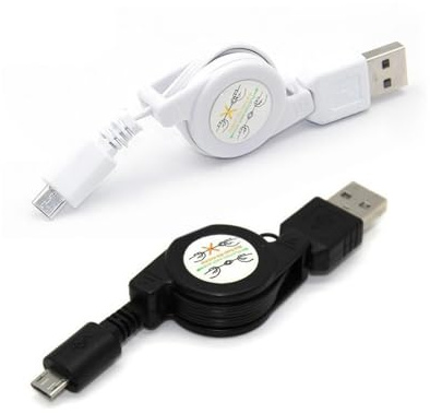 ThtRht 2 Pack Retractable Micro USB Cable Micro USB to USB-A 2.0 Cable Compact Retractable Micro B 5-Pin Cord for Charging & Sync Android Phone Charger Car Charger Mouse Headphone Travel