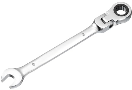 sourcing map Llave combinada de trinquete de cabeza flexible de 9 mm, 72 dientes, caja de trinquete estándar métrica y llave de acero CR-V de extremo abierto de doble extremo para sujetadores, tuercas
