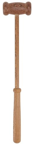 JEWEDECO Martello da Massaggio in Legno Impugnatura Lunga e Superficie Liscia, Strumento per Massaggi Cervicali e Piedi, per Rilassamento e Benessere
