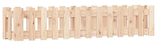 Bancal de madera maciza de pino (sin tratar), diseño de valla de láminas de 150 x 30 x 30 cm, duradero y natural para el cuidado del jardín, ideal para cultivo de verduras y parterres