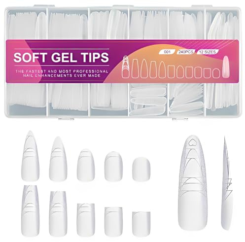 PHYNDR Stencil professionale per nail art a doppio strato per gel e allungamenti in gel, 240 fogli in 15 misure a dual form mandorla, adatto per saloni di bellezza e fai da te