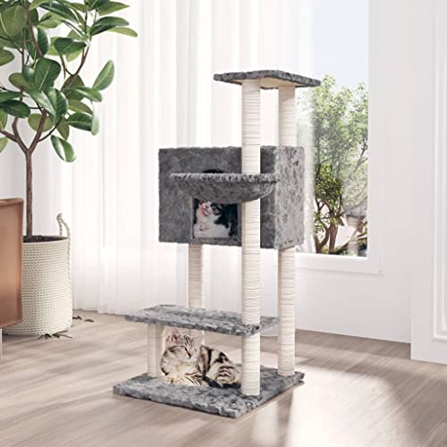 Kratztonne Für Große Katzen Kratzbaum Schmal,Kratzbaum mit Sisal-Kratzsäulen Hellgrau 108,5 cmKratz Baum Design für Katzen, großer Erwachsener