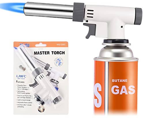 IEIK Butane Torch Kitchen Blow Lighter, 360 Degree Reverse Professional Chef Culinary Torch with Safety Lock and Adjustable Flame for Cooking Crème Brulee Soldering Baking (Butane Gas Not Included)