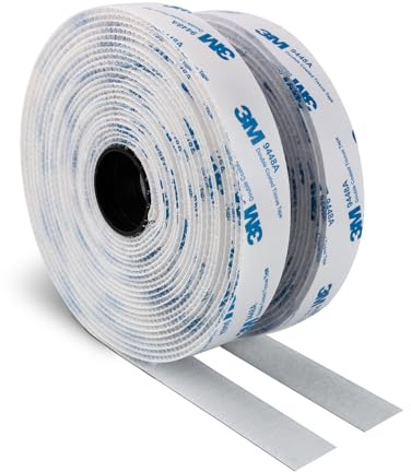 3M Klettband Selbstklebend 25MM X 6M Extra Stark Weiß | Strapazierfähig, Selbstklebende, Rückseite Nylongewebeverschluss Klebestreifenband, für Basteln Heimwerkerprojekte