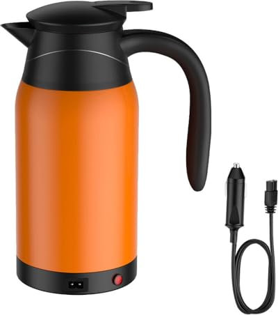 ZOYDP Wasserkocher Auto 1000ml, 12V Auto Wasserkocher, 12v Wasserkocher mit Temperatureinstellung, Edelstahl Wasserkocher Auto zigarettenanzünder, Elektrischer Wasserkocher für 12V 100W Auto Lkw