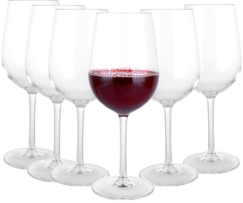 WOPPLXY Plastic Wine Glasses Set of 6, 550ML Unbreakable Wine Glasses, Clear Reusable White and Sparkling Glasses for Wedding, Christmas, Picnic, Camping