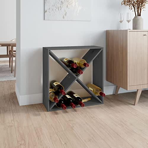 AJJHUUKI Möbelstück-Weinschrank grau 62x25x62 cm Massivholz Kiefer
