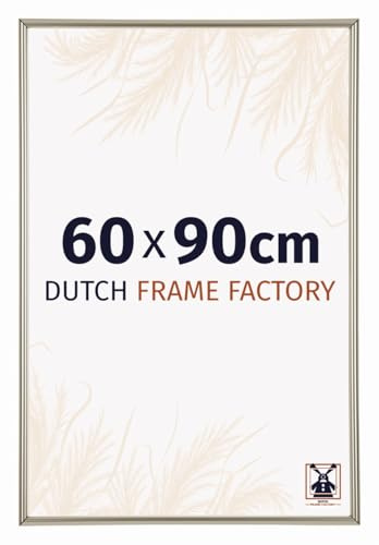 Dutch Frame Factory - Bilderrahmen 60x90 cm Champagner - Kunststoff | Antireflex-Acrylglas aus Kunststoff, Wandmontage, Geeignet für Fotos, Poster und Puzzles, Angers, Made in Holland