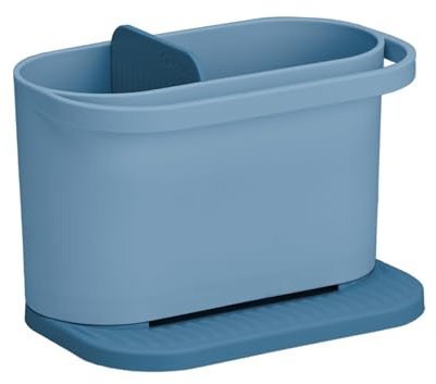 ReBorn - Recycled Sink Tidy - Kitchen Sink Organiser - Two Main Compartments - Integrated Dishcloth Rail - Ribbed, Sloping Base for Draining - Made in Britain (Avon Blue)