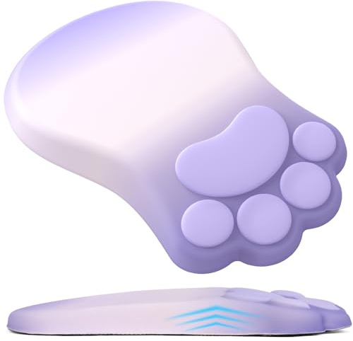 L-SPOUTTO Ergonomic Mouse Pad with Wrist Rest,Cute Cat Paw Mousepad Wrist Support,Comfortable Massage Design Computer Pain Relief Mouse Pad with Non-Slip PU Base for Desk Laptop Gaming,Gradient Purple