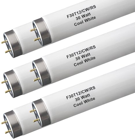 Dameiol 30W 36in T12 Cool White Fluorescent Tube,F30T12/CW/RS Straight T12 Fluorescent Tube Light Bulb, 36 inch Tube, 4100K Cool White, 2200 lumens