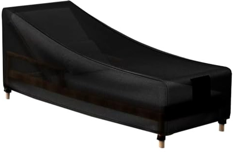 Copertura per chaise longue da esterno, coperture leggere per sedie a sdraio, impermeabili, resistenti alle intemperie, resistenti ai raggi UV, Oxford Heavy Duty,Nero,193x81x81cm