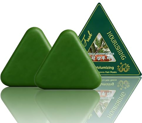 2PCS Nature Triangle Shampoo Bar-Pflanzliches Festes Shampoobar-Festes Shampoomit Kastoröl und Pflanzenextrakten, gegen Schuppen und Haarausfall Für Frauen und Männer
