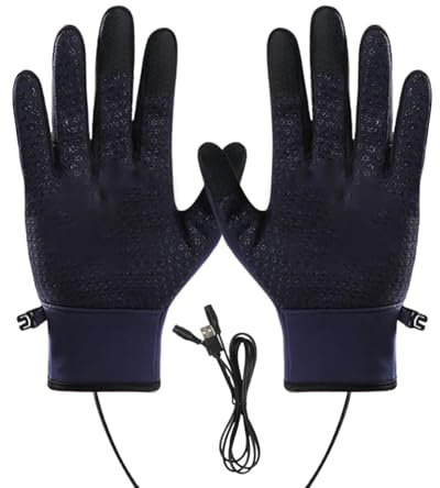 Guanti da sci riscaldati, impermeabili, con ricarica USB, guanti da sci caldi per uomini e donne, guanti antivento per il freddo, scaldamani con cerniera, per ciclismo,