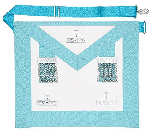 THE MASONIC COLLECTION - Worshipful Master WM/PM Schurz - Himmelblau - Silberbeschichtete Ebenen & Kugelketten mit Taschen - Freimaurer Geschenke für Männer