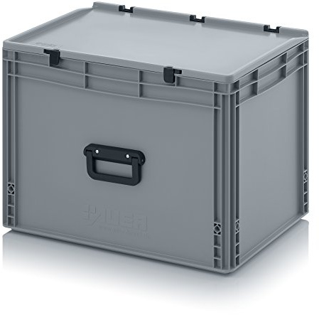 Auer Packaging Eurobehälter 60 x 40 x 43,5 mit Scharnierdeckel und Griff (Tragegriff, Klappgriff) inkl. gratis Zollstock