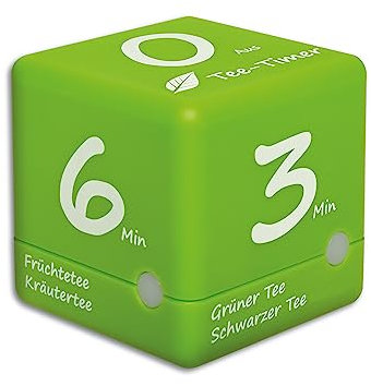 TFA Dostmann Digitaler Tee-Timer, 38.2035.04, ideale Ziehzeit, Tee-Zubehör, Timer, grün,L 60 x B 60 x H 60 mm