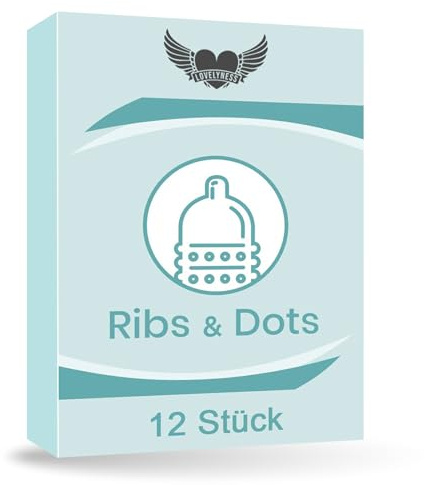 Préservatifs avec picots solides Pois et nervures - 12 pièces 52mm Feeling real Extra mince Film lubrifiant extra humide pour les relations anales par Lovelyness