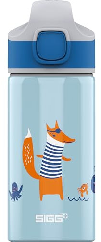 SIGG Miracle Fox Kinder Trinkflasche (0.4 L), robuste Kinderflasche mit auslaufsicherem Deckel, einhändig bedienbare Wasserflasche aus Aluminium