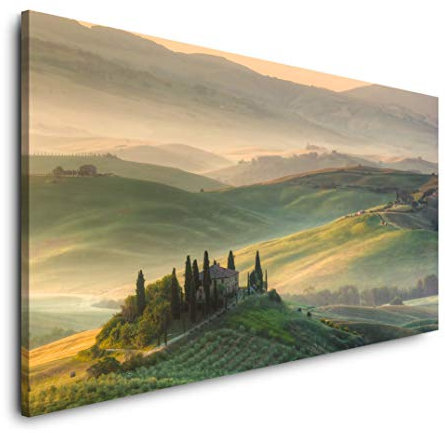 Toskana im Nebel 120x 60cm Panorama Leinwand Bild XXL Format Wandbilder Wohnzimmer Wohnung Deko Kunstdrucke