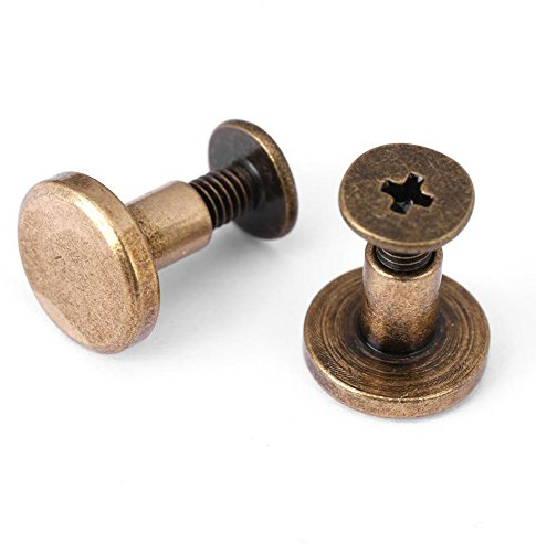 20pcs Leather Craft Rivets, Flat Head Copper Brass Screws Nuts Nails Rivets Leather Cap Accessory for DIY Belt Strap Purse Wallet Handbag Decoration(8mm)