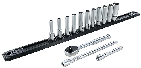 Steckschlüsselsatz, 1/4-Zoll-Antrieb, metrisch, tief, 14-teilig