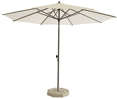 TEMPO STYLE Sonnenschirm Parioli – Ø 3 m – Gartenschirm, Sonnenschirm für den Außenbereich, Strandschirm Ø 300 cm, Grau glänzend - Weiß, Groß