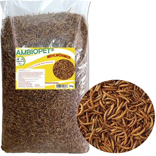 Naturprodukt Ambiopet 5 kg Mehlwürmer getrocknet für Nager Vögel Reptilien Fisch Igel auch Koifutter