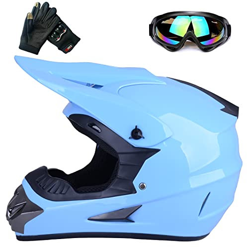 ZJRA Jugend Motorradhelme,Kinderfahrradreithelm,Junge Und Mädchen, Roller Ski ATV Helm,DOT/ECE-Zertifizierung,Geeignet Für Alle Jahreszeiten,6,M