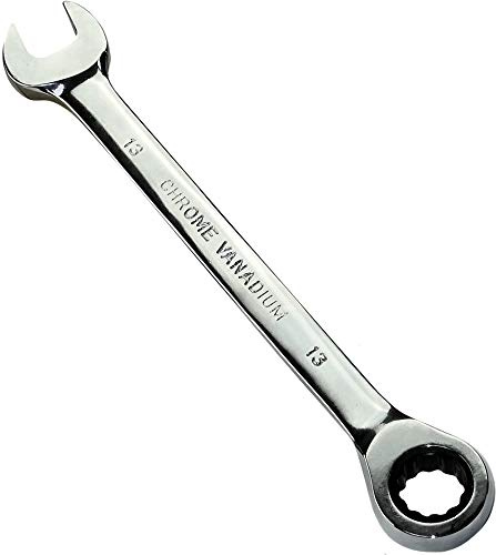 AERZETIX - Llave Plana combinada manual extremo abierto/Clásico 13mm - a Llave de trinquete 13mm Anillo/Ojo 12 lados - Métrico - CR-V - para Apriete/Ensamble - Mango Recto Pulido - DIN 3113 - C45514