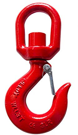MOVKZACV Drehbarer Ösenhaken, 1 Tonne, legierter Stahl, für Takelage, Kran, gesenkgeschmiedet, Zubehör, Drehhaken, Schäkel (rot)