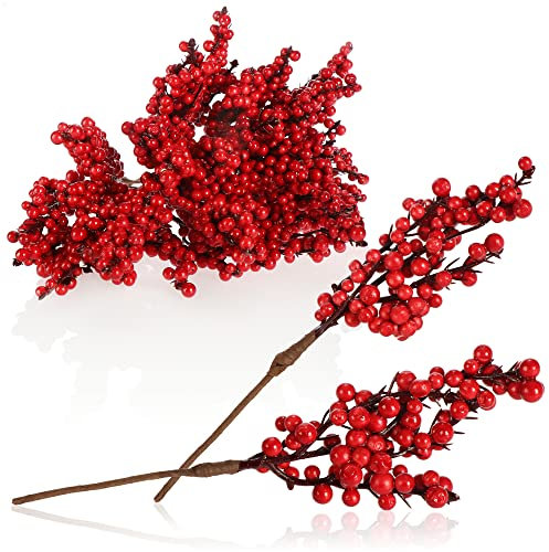 COM-FOUR® 25x decorazione a dispersione, rami decorativi con bacche, rami decorativi da spargere come articoli per l'artigianato, abbellire regali e pot-pourris (25 pezzi - molte bacche)