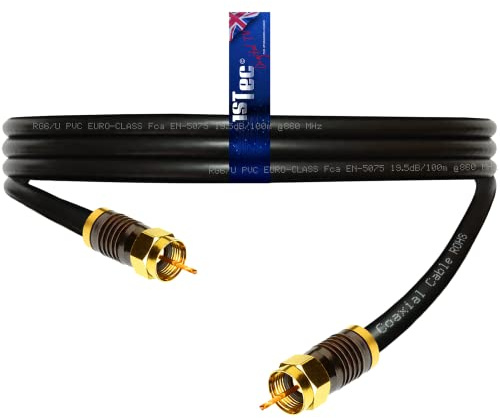 1STec 2 Metre Short Virgin Media Black Isolator Wall Box 2m Link Lead for connecting to 2 or 3 Way Splitters V6 Digital Set Top Boxes or Broadband Cable Modems (200 cm Lead)