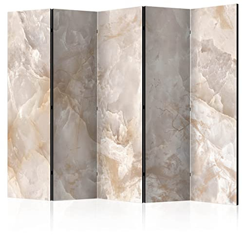 decomonkey Paravent Raumteiler Innen Stein 225x172 cm 5 Teilig Einseitig Room Divider Wall Raumteiler Stehend Trennwand Sichtschutz Spanische Wand Sichtschutzwand Wohnzimmer Holz Marmor